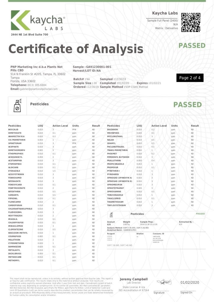 Plants Not Pills Lab Test 2